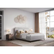 MID.YOU OBLAZINJENA POSTELJA 140 cm x 200 cm , les, tekstil, leseni material siva