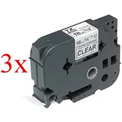 Komplet Brother TZe-S141/TZ-S141/PT/P-Touch 18mm, močnejše lepilo (strong adhesive), kompatibilni trakovi (3) - črn izpis/prozoren trak