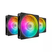 COOLER MASTER ventilatorji z kontrolerjem Mobius 120P, 120mm, ARGB, črna, 3 kos