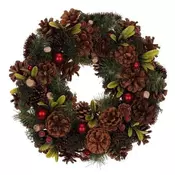 Autronic Venec Wreath with pine cones - diameter 35 cm, pine needles and red berries (PRZ4018)