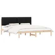 Vidaxl Posteljni okvir z oblazinjenim vzglavjem Črna 180 x 200 cm