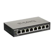 D-Link DGS-1100-08V2/E 8-portno gigabitno pametno upravljano stikalo - 8-portno 100BaseTX stikalo s samodejnim pogajanjem 10/100/1000Mbps
