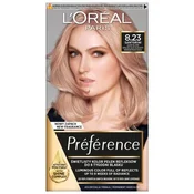 Barva za lase Loreal Preference - 8.23 Santorini svetlo blond iridescentno zlata (2x60ml, 54ml)