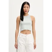 HUGO Blue crop top ženski bombažen z elastanom Baby Tank_B