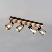Reality Leuchten Svetilka Travia, dolžina 65 cm, 4-plamenna, črna/dimno siva - Dnevna soba/jedilnica - Sodobni - črna mat, dimno siva, les - Kovina