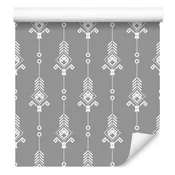 Bela tapeta z retro vzorcem za dnevno sobo in spalnico 50x1000 cm