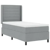Vidaxl LED Box Spring Postelja Svetlo siva 90 x 200 cm blago