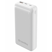 ColorWay powerbank/ 20 000 mAh/ USB QC3.0/ USB-C Power Delivery 20W/ Micro-USB/ Bela