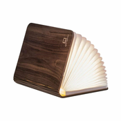 Temno rjava majhna namizna svetilka LED v obliki knjige iz orehovega lesa Gingko Booklight