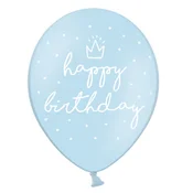 Set balonov Happy Birthday 30 cm – pastelno modra, 6 kosov