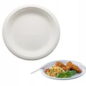 Okrogel krožnik iz sladkorne trsne pulpe, ekološki, bio, ?17,5 cm, 50 kosov