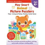 Play Smart Animal Picture Puzzlers Age 4+: Pre-K Activity Workbook with Stickers for Toddlers Ages 4, 5, 6: Learn Using Favorite Themes: Tracing, Maze