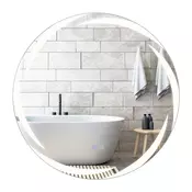 Northix 80 cm okroglo LED kopalniško ogledalo, kaljeno steklo, proti rosenju