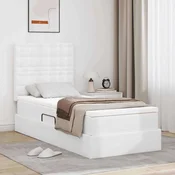 Krevet s od storage Cista bijela 100 x 200 cm Lažna koža