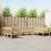Set vanjskih sofa s jastukom 9 pcs Bijela i bež