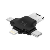 AVIZAR 4 v 1 citalec kartic USB-C / Lightning / Micro-USB / USB Micro-SD - ČRN, (21123552)