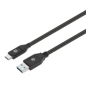 MANHATTAN kabel 394871, USB-A na USB-C, USB 3.0, 5 Gbps, 3.0A, 2m, Crni