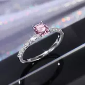 shumee SREBREN PRSTAN Z ROZA DIAMANTOM, POROČNI PRSTAN IZ KIRURŠKEGA JEKLA, VELIKOST 21