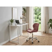Set za delovno sobo ZARIMO miza 80x40 cm, bela + stol AVOLA VELVET, temno roza