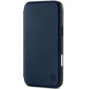 Infostyle SHIELDON usnjena preklopna torbica iPhone 17 Pro – brezžično polnjenje, temno modra