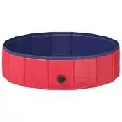 vidaXL vidaXL Zložljiv bazen za pse Rdeča in modra 80 x 80 x 20 cm PVC, (5000207871)