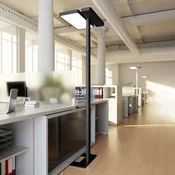 Arcchio LED pisarniška talna svetilka Aila, črna, senzor dnevne svetlobe - Študija/pisarna - Sodobni - črna, bela - Aluminij