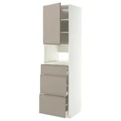 METOD/MAXIMERA Visoka omara za vgrad gspd aparate, bela/Upplöv mat temno bež, 60x60x220 cm