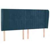 Vidaxl Vzglavje z ušesi temno modra 163x23x118/128 cm žamet
