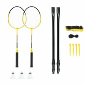 NILS NRZ262 Aluminium/Badminton Set 2 loparja + 3 puščice s perjem + mreža 600x60cm + prevleka Nils