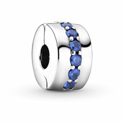 Pandora Srebrna sponka z modrimi kristali Moments 791972C01 srebro 925/1000