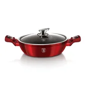 Berlingerhaus Okrogel pekač z marmorirano površino in pokrovom, 32 cm, Burgundy Metallic Line