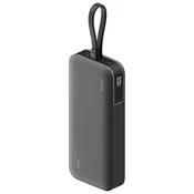 Power bank Cuktech LPB200N 20000mAh z vgrajenim USB-C kablom, LED prikazovalnik, 40W - grey