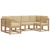 Set vanjskih sofa s jastukom 6 pcs Bijela i bež