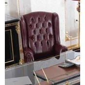 Casa Padrino luxury baroque leather office chair bordeaux red/black/gold - Height adjustable genuine leather desk chair - Luxury office furniture in the baroque style - Baroque furniture