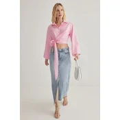 Trendyol Pink Binding Detailed Regular Regular Pattern Woven Shirt