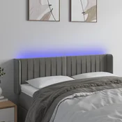 Vidaxl vidaXL Vzglavje postelje z LED svetlo sivo 147x16x78/88 cm žamet