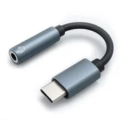 Qoltec adapter USB-C | vtičnica 3,5 mm | 10 cm | aluminij