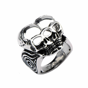 Ring INOX - BLK CONJOIND TWN SKUL - FR367
