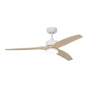 Stropni ventilator bel z lesenim potiskom 132 cm vklj. LED zatemnitev z daljinskim upravljalnikom - Joly