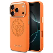 Guess PU perforiran 4G Logo MagSafe zadnji ovitek za iPhone 17 Pro, oranžen