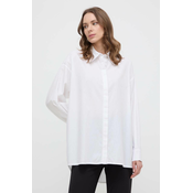 Pamucna košulja Silvian Heach za žene, boja: bijela, relaxed, s klasicnim ovratnikom