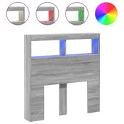 Vidaxl Omarica za vzglavje postelje LED siva sonoma 100x17x102 cm