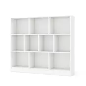 Northix 3-nadstropna knjižna polica z 10 predelki, bela, 120x24x104 cm, nosilnost 170 kg