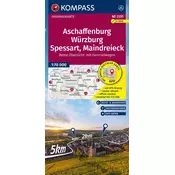 KOMPASS Fahrradkarte 3351 Aschaffenburg, Würzburg, Spessart, Maindreieck 1:70.000