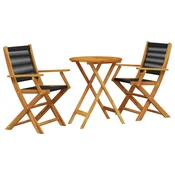 Vidaxl vidaXL 3-delni bistro set, črn polipropilen in les