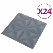 Vidaxl 3D stenski paneli 24 kosov 50x50 cm origami sivi 6 m2