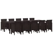 Vrtni set za objed s jastukom 11 pcs Smeda Ratan
