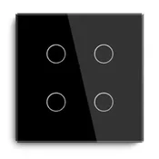 ELEKTRO SMART ELEKTRO SMART stakleni panel za cetverostruki prekidac s metalnim nosacem, crni ES-G86.4G-BK