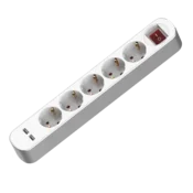 PODALJŠEVALNI KABEL 5 VTIČNIC 2XUSB S STIKALOM 1,5 M KABEL