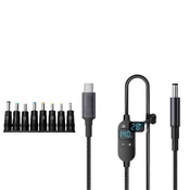 INF USB-C na DC 140W PD3.1 nastavljiv kabel za polnjenje 1,5 m z digitalnim zaslonom in 8 konicami, (5000276682)